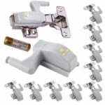 Skaplampe, dørhengsel, 3 lysdioder + batteri, 10 stk