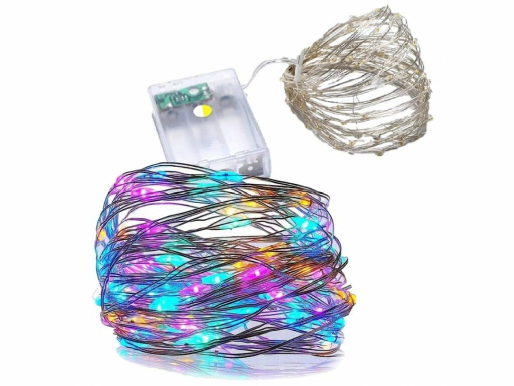 Ledningslys, 20 lysdioder, batterier, juletre, dekorative dioder