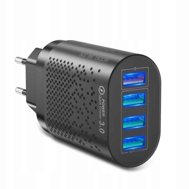 Hurtiglader veggadapter 3.0 4x USB