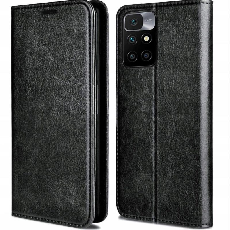 XIAOMI REDMI 10 Skinn Lommebok Deksel + 9H Skjermbeskytter