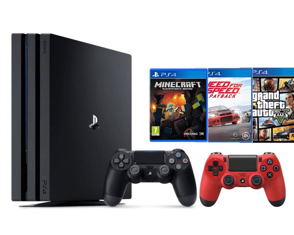 Bundlepakke PlayStation 4 Pro (PS4) 1TB med 2 kontrollere og spill!