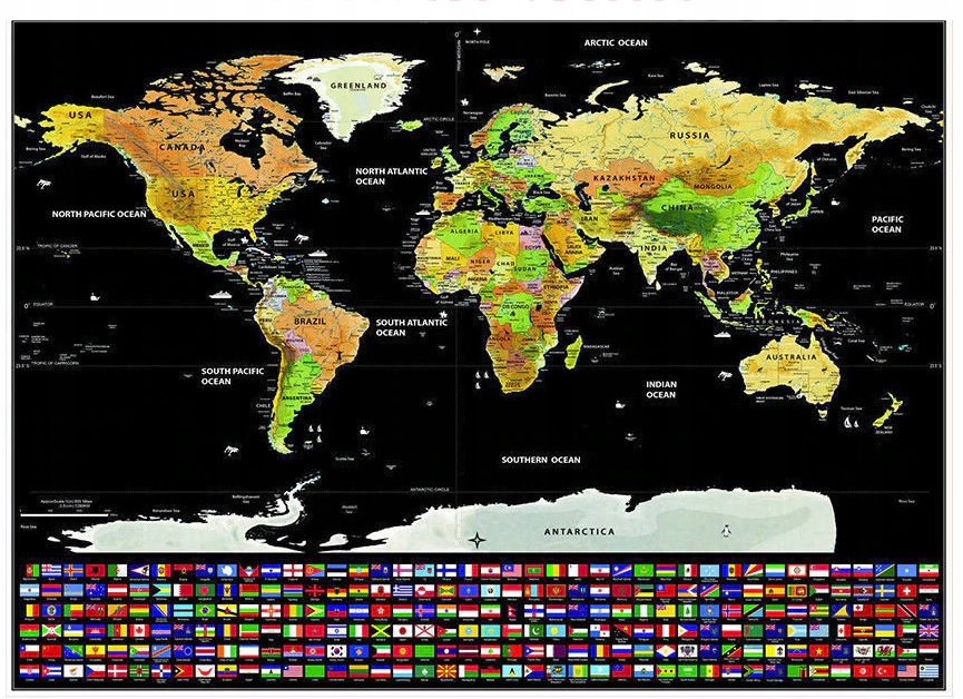 Mapa-Swiata-Zdrapka-dla-Podroznika-Flagi-Akcesoria-Material-ramy-nie-dotyczy