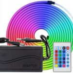 10m NEON Strip 12V LED RGB Strømforsyning Vanntett slange