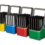Lockncharge SMALL 11"" Plastic Device Basket (Set of 4) - Yellow Green Blue Red
