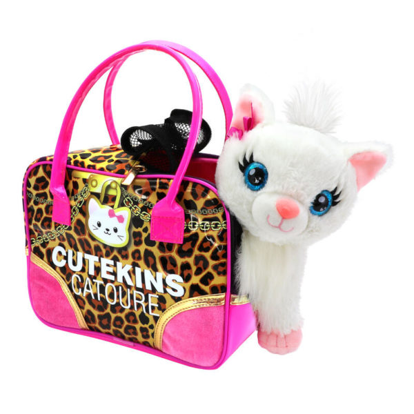 HVIT KATT M/DESIGNERVESKE (22CM)
