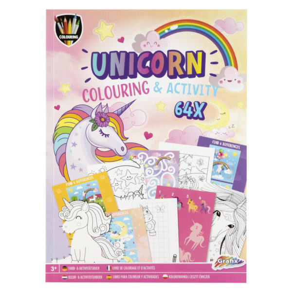 FARGE- OG AKTIVITETSBOK UNICORN 64 SIDER