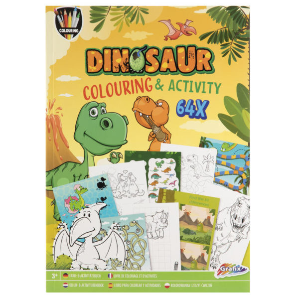 FARGE- OG AKTIVITETSBOK DINO - 64 SIDER