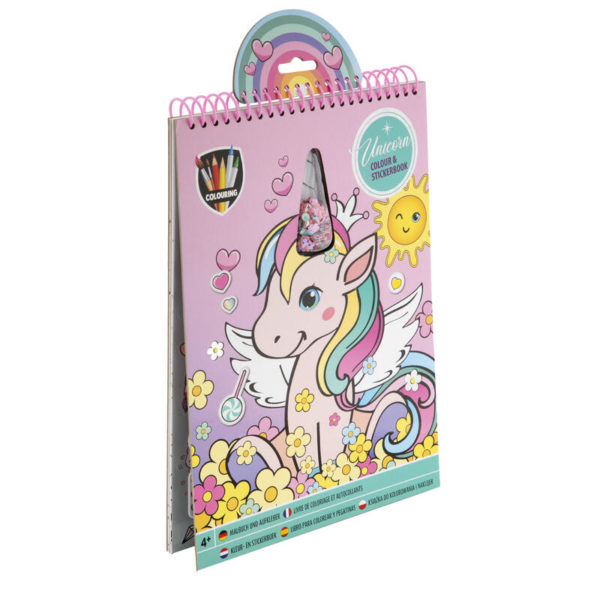 UNICORN FARGE- OG STICKERBOK A4