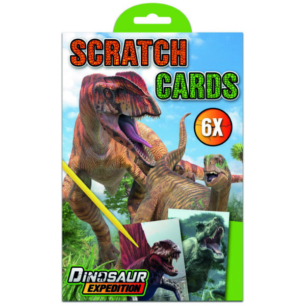 DINO SCRATCH KORT - 6 STK